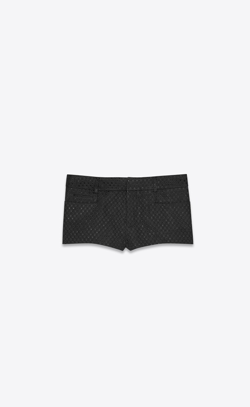 Mini shorts in lamé waffle fabric